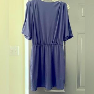 Navy blue peekaboo shoulder mini dress